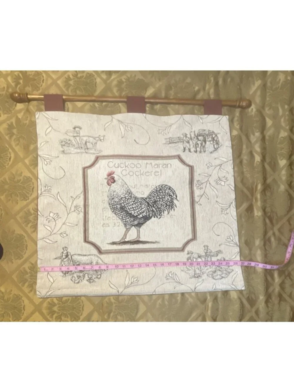 Cuckoo Maran Cockerel French Country Tapestry Wall Hanging Rustic Farmhouse